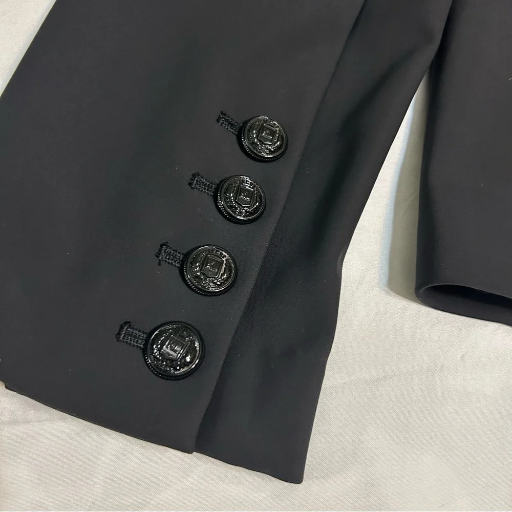 Karl Lagerfeld Corset Waist Blazer Womens 12 Black Hook and Eye Fitted Business - Picture 8 of 11